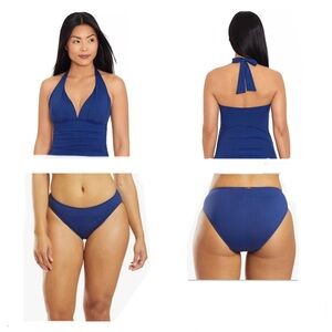 Lauren Ralph Lauren Blue Bikini with Halter Neck Tankini and Bikini Bottom
